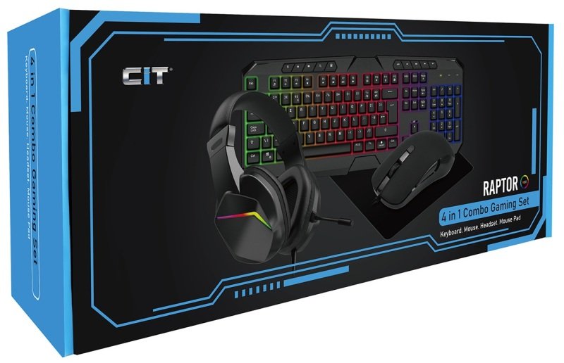 CiT Raptor 4-in-1 Keyboard Mouse Headset Mouse Pad Combo Kit