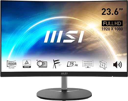 MSI PRO MP241CA 23.6" Curved Monitor, 1500R, FHD (1920 x 1080), 75Hz