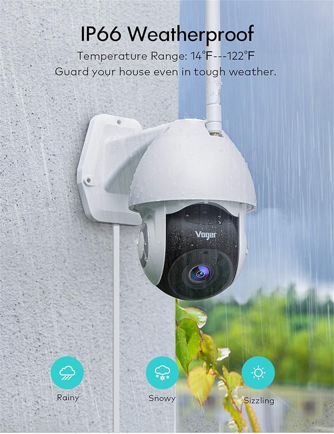 Security Camera Outdoor, Voger 360° View WiFi Home Security Camera System