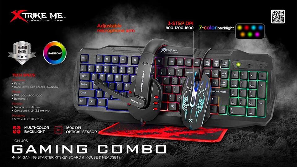 Xtrike Me 4 in 1 (Keyboard, Mouse & Headset) Gaming Suit- CM-406